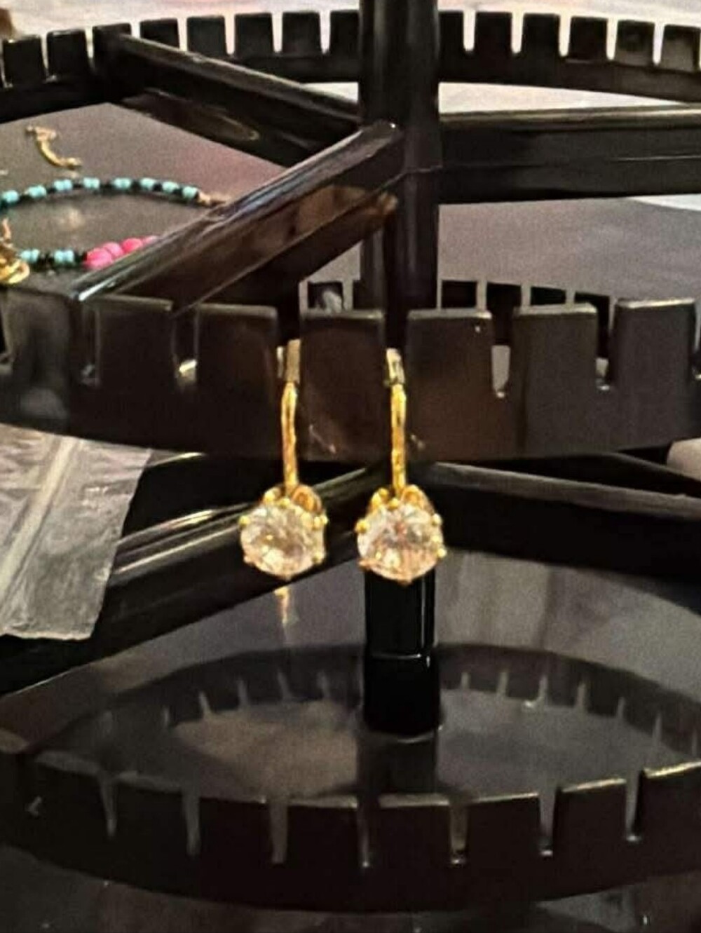 Gold-Tone Clear Crystal Drop Earrings - Elegant Women Jewelry